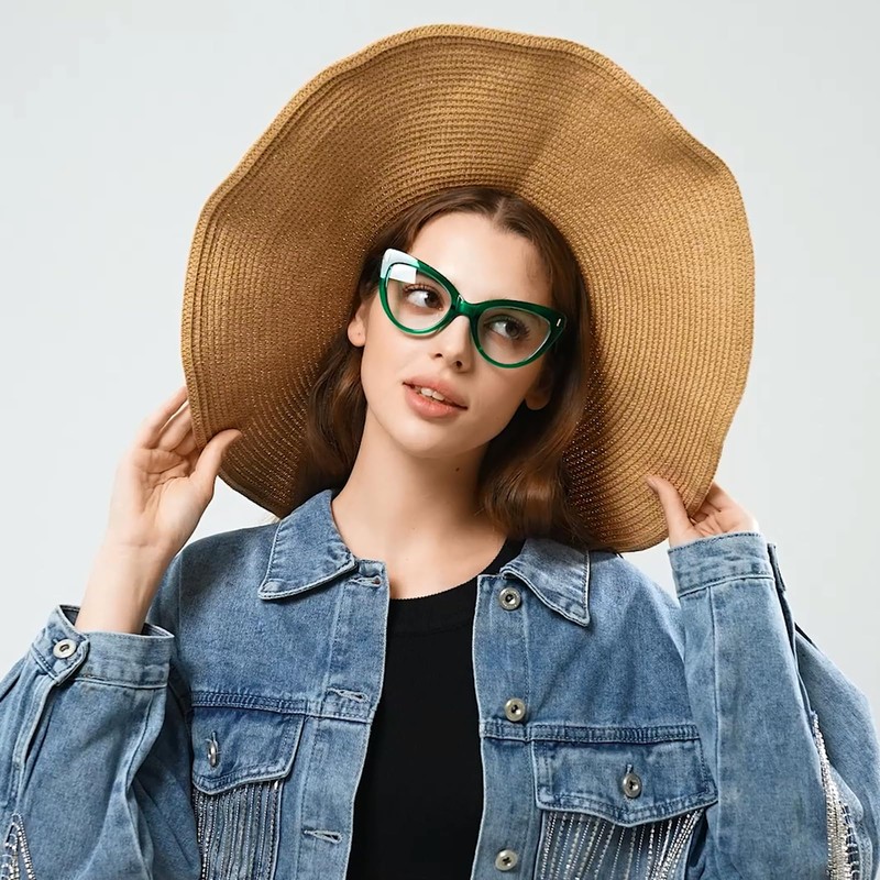 Viseng Womens Oversized Cateye Reading Glasses Blue Light Computer Glasses