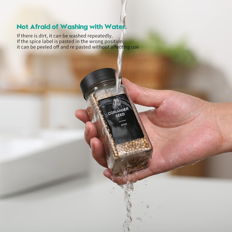 162 Spice Labels Stickers, Preprinted White Spice Jar Labels for