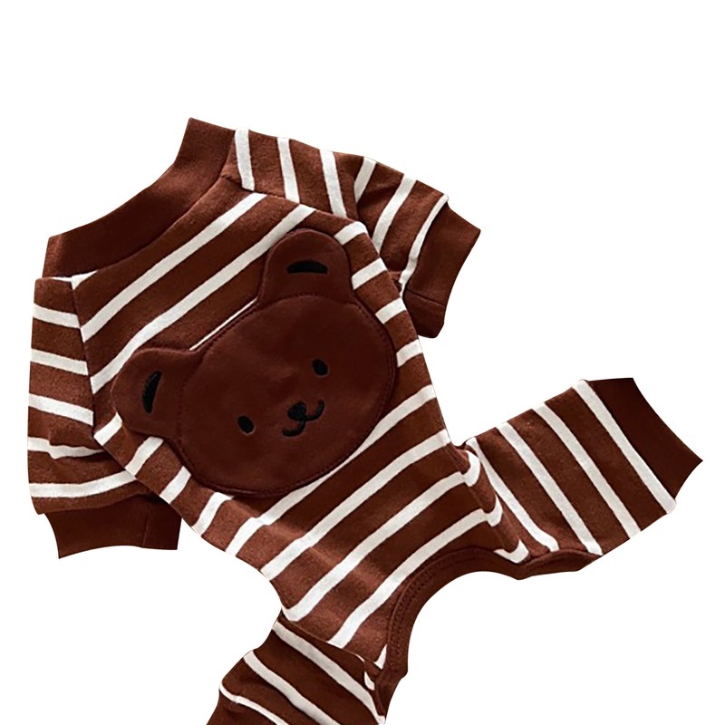 Dog Pajamas Striped Soft Warm Comfortable Fashionable 4 Legs Pet