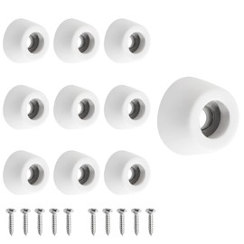 LifCratms 10 Pcs Cutting Board Feet, Round Non Slip White Rubber Feet Bumpers Pads with Stainless Steel Screws for Furniture Chair Cabinet Electronics, 0.31" x 0.6" (H x D)