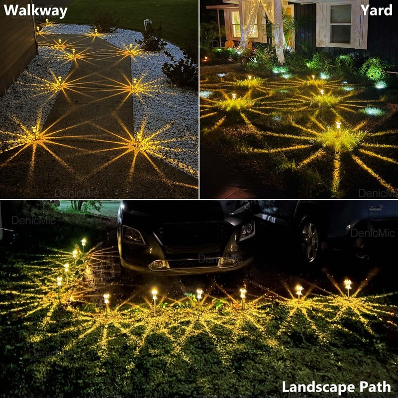 DenicMic Solar Lights Outdoor 10 Pack Waterproof Christmas Lights Outdoor