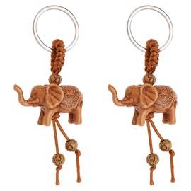 ECSiNG 2 Pieces Lucky Key Fob Creative Animals Key Fob Decorative Key Ring Accessories for Car Keys Room Keys, brown