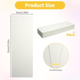 50 Sheets Watercolour Cards Blank 5 x 15 cm, Watercolour Paper 300 g/m² Blank Bookmark Crafts, Watercolour Block Bookmark Paper, Small Watercolour Paper, Postcards Cards for Handpainted, Watercolours,