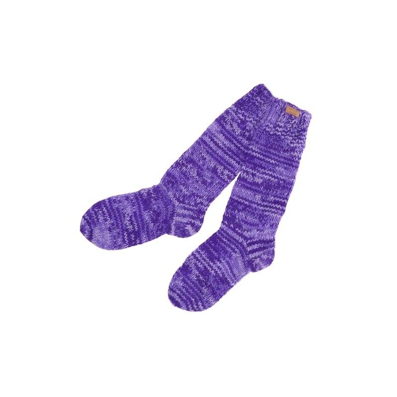 GURU SHOP Handgestrickte Schafwollsocken, Haussocken, Nepal Socken, Lila, Wolle, Size:M