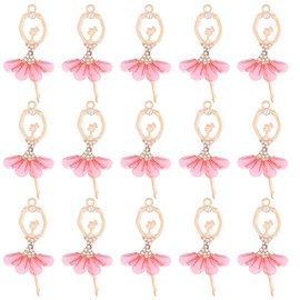 SUNNYCLUE 1 BOX 20PCS Ballerina Charms Dance Charm Bulk Ballet Dancer Theme Shoe Pink Skirt Dress Crystal Rhinestone Big Alloy Charms for jewellery Making Charms Earrings Necklace Bracelets DIY Crafts
