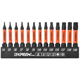 Long Torx Bit Set with Magnetic Bit Driver,TEKPREM 13-Piece Security Torx Screwdriver Bit Set with 2 inch T4 T5 T6 T7 T8 T9 T10 T15 T20 T25 T27 T30 T40 Tamper Resistant