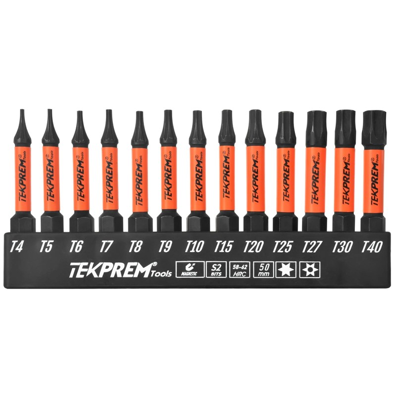 Long Torx Bit Set with Magnetic Bit Driver,TEKPREM 13-Piece Security