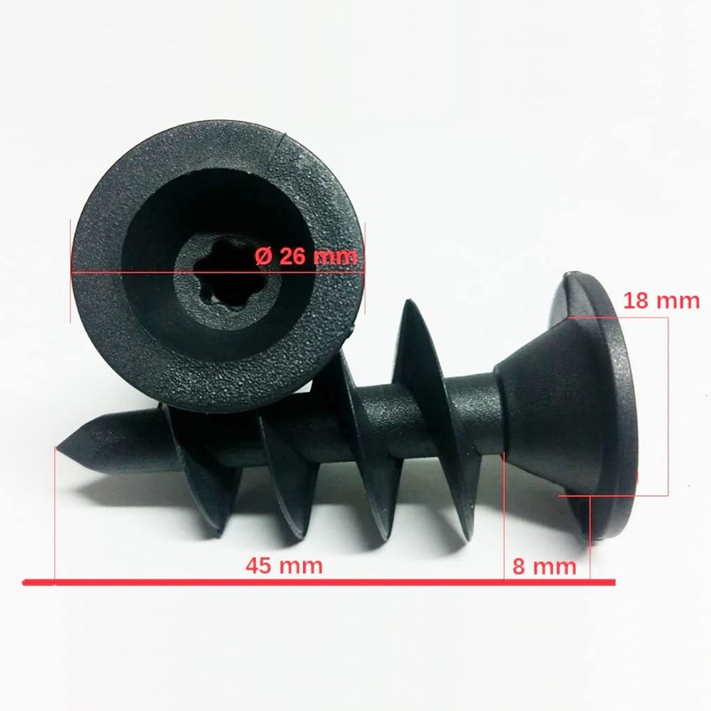 Pack of 50 Plastic Mounting Dowels with Threaded Spiral for