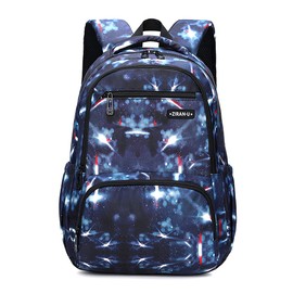EKUIZAI Lattice Starry Geometric Print Backpack Elementary School Daypack Middle School Students Knapsack Primary Kids Schoolbag, Deep Blue Space, Daypack Backpacks