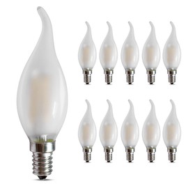 Filament Leuchtmittel E14 Dimmbar LED Glühbirne Kronleuchter Kerzenform 4W Kerze Lampe, Ersetzt 40 Watt 2700K Warmweiß, Milchglas, 10er Pack