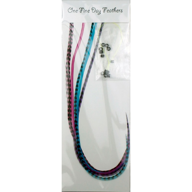 Real Feather Hair Extensions 5 Pack + Rings/Loop (Cupcake)