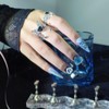 TRENTSNOOK 10 Pcs Handmade Mine Nail Tips Reusable Blue and