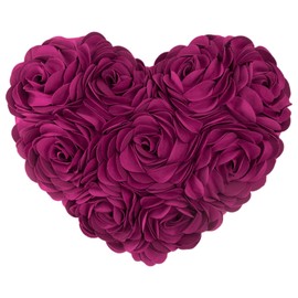 JWH Flower Throw Pillow Covers Decorative Aesthetic Floral Accent Pillow Cases Heart Shaped Cushion Love Decor for Couch Living Room Bed 14 x 16 Inches Purple Red