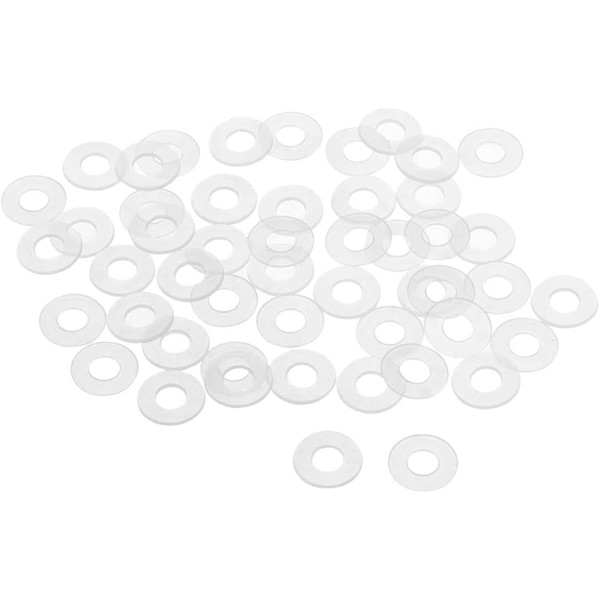 TOP-VIGOR 50Pcs M6 Clear Nylon Flat Washers, 12mm OD 6mm