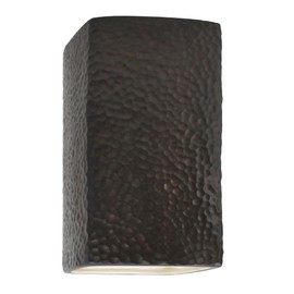 Justice Design Ambiance - Large Rectangle Closed Top Outdoor Wall Sconce-Bisque Finish-Incandescent Lamping Type