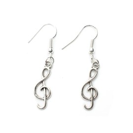 Miniblings Earrings Silver Treble Clef Piano Music Smock