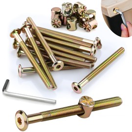 SWTYExt 12pcs Furniture Screws M6x80 mm Include Bed Bolts 80 mm Barrel Nuts M6 with Hex Key Furniture Bolts Zinc Plated Screws M6 Hex Socket Head Bed Screws and Bolts for Beds Cots Chairs