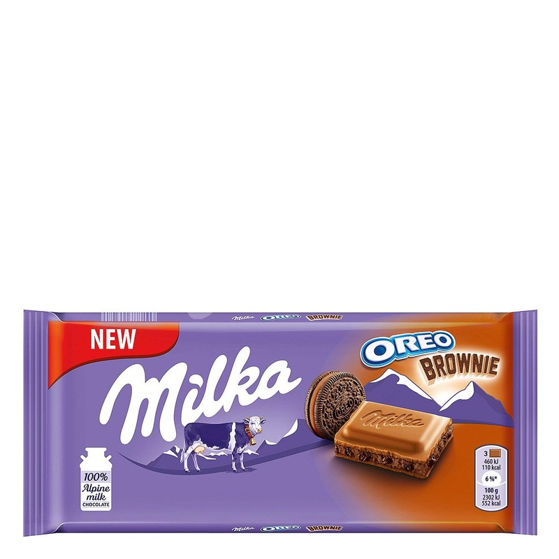 Milka OREO Brownie Milk Chocolate, 100g /3.5 Ounce (Pack of