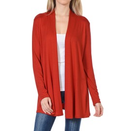 Pastel by Vivienne Women's Long Sleeve Jersey Cardigan (25+ Colors/S-XL), Rust, Small