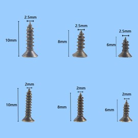 HVDHYY M2 M2.5 Small Screws Set, Wood Screws Self-Tapping Screws 6 mm 8 mm 10 mm Flat Head Screws for DIY Project, Repair, 1200 Pieces, Black