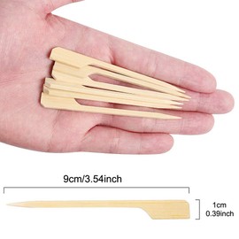 ZCDA 100pcs Bamboo Paddle Skewers Bamboo Sticks Cocktail Sticks Flat for Barbecue, Kebabs, Fruits, Sandwich Cocktail, Buffets Party (9cm)