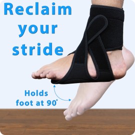Omeer Left Foot AFO Foot Drop Brace For Walking With Shoes, Socks, Or Barefoot Provides Foot Drop Support For Men Or Women And Also Provides Plantar Fasciitis Relief
