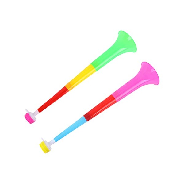 Hileyu Plastic Vuvuzela Trumpets 2pcs Horn Noise Maker Adjustable Plastic Trumpets Football Stadium Cheer Fan Horns Trumpet Accessories for Football and Sports Parties Random Color, 55 cm (ZHWC006)
