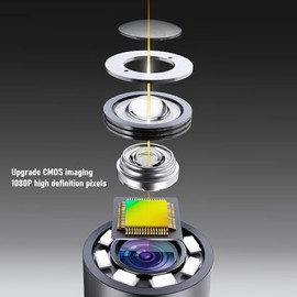 HURRISE Cámara de Endoscopio con Luz, 4.3" Cámara de Inspección del Endoscopio con Luces de Mano y 8 Luces LED, Alcance de Cable de 16.5 Pies para la 