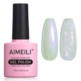 AIMEILI Hema Free Pearl Gel Nail Polish, Shimmer Mermaid Nail Gel Soak Off U V Gel Polish - (171) 10ml
