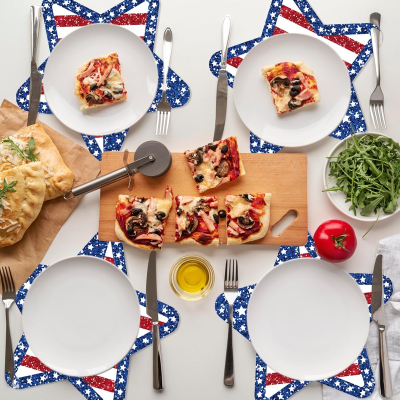 24 PCS Independence Day Star Shaped Placemats Set, 12" x