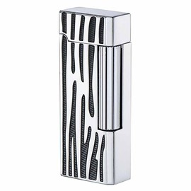Classic Narrow Butane Lighter Metal Side Slide Lgnition Refillable Soft Flame Lighter for Women and Men Collection (Silver Black)