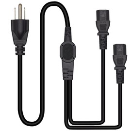 Strhowill Computer Power Splitter Cord,Monitor Power Cord,NEMA 5-15P to IEC320 2X C13 Y-Power Cable, C13 Splitter,Power Supply for 2 Devices at a time - UL Listed(6.5FT/2M, 5-15P to 2X C13)