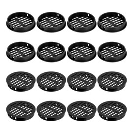 sourcing map 16Pcs 60mm/2.36" Circular Soffit Air Vents, Plastic Soffit Vent Cover, Round Mesh Hole Louver for Bathroom Kitchen Cabinet Wardrobe, Black