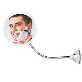 MIRRORVANA Espejo de Afeitado antivaho Flexible para Ducha con Ventosa y Giro de 360° - Espejo Redondo de baño irrompible - 17 cm de diámetro