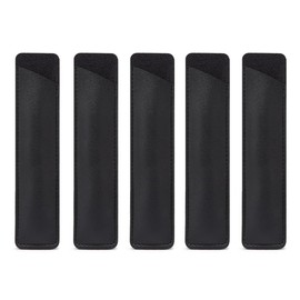 NA Set of 5 PU Leather Pen Case Holder for Single, Vintage Handmade Fountain Pen Pouch, Protective Sleeve Cover for Pencil, Ballpoint Pen (Black)