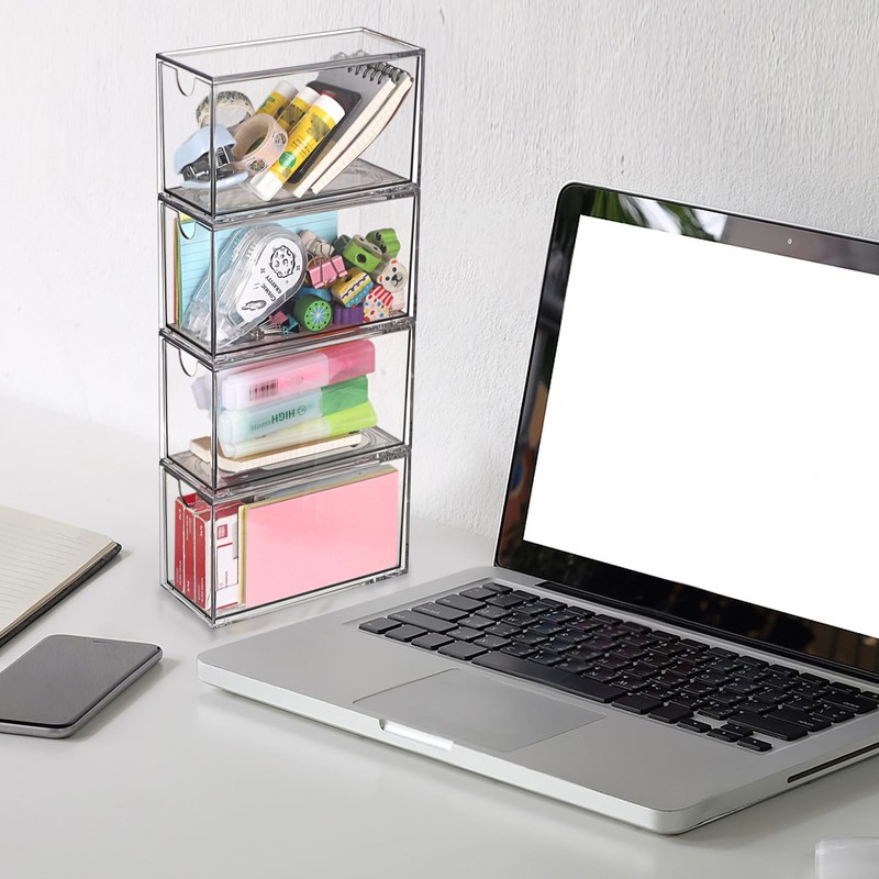 ELLDOO 4 Drawers Tea Bag Organizer, Clear Acrylic Stackable Tea