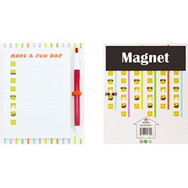 4A Magnet Sticky Notes with Pen Set, "Have A Good Day", diffenrent Emoji Printed,Magnet+Pen+Hardboard,Self-Stick Notes,6 x 4.3 Inches,50 Sheets/Pad,1 Pad/Pack,4A 6411