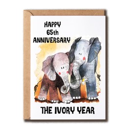 ALDDesigns Happy 65Th Anniversary The Ivory Year - Wedding Anniversary Elephants - 65Th Wedding Anniversary Card - Husband 65Th Anniversary - 65 Years Anniversary