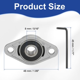 sourcing map Pillow Block Bearing 5/16" (8mm) Bore Zinc Alloy Steel Mounted Flange Pillow Block Self-Alignment Insert Bearings Housing for Machinery Power Agriculture Pack of 4