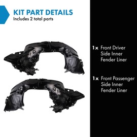 TRQ Front Inner Fender Liner Set Compatible with 2013-2019 Nissan Sentra NI1248133 NI1249133