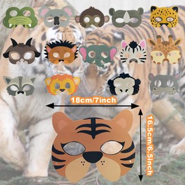 ELANE 16 Pcs Animal Face Mask,Jungle Theme Party Favors Animal Head Mask Animal Masks for Kids Party,Jungle Party Decorations.