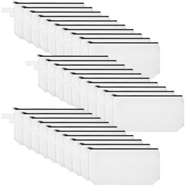 Saintrygo 30 Pcs Makeup Bag Travel Canvas Cosmetic Bag Bulk Multipurpose Small Makeup Pouch for Purse Portable Blank Zipper Toiletry Organizer DIY for Women Assorted Color(White,9.8 x 5 x 2 Inch)