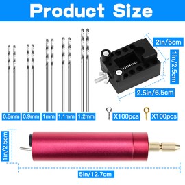 YOLUFER Electric Mini Drill with 10 Pcs Twist Drills Bits (0.81.2mm) and 200 Pieces Eye Screw for Resin, Plastic,Wood Polymer, DIY Jewelry, Key Chain Making, ZYdrill set