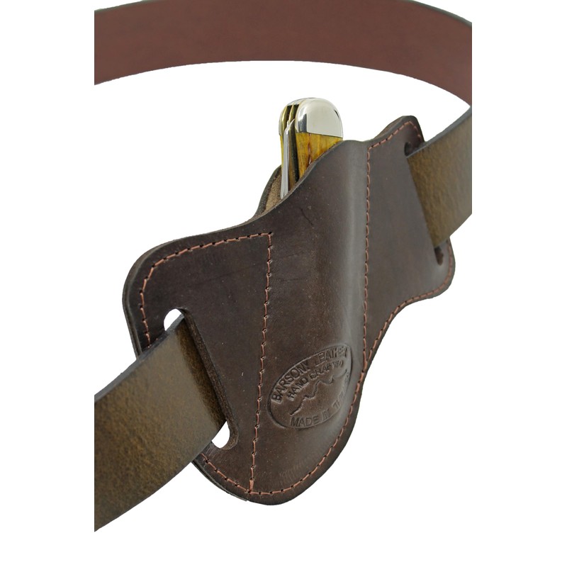 Barsony Brown Leather Horizontal Canted Knife Sheath