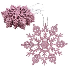 Christmas Concepts® Pack of 12-10cm Glitter Snowflake Hanging Decorations - Christmas Decorations (Baby Pink)