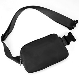 JSJ Mini Black Fanny Pack for Women & Men,Valentines Day Gifts for Girls Teens Kids Daughter Sister Her,Trendy Stuff Crossbody Bags Cute Everywhere Belt Bags.(Black)