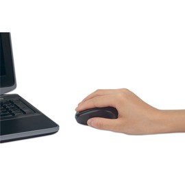 Manhattan 2.4G Wireless Optical Ergonomic Mouse - with Auto Power Management, 800/1200 / 1600 dpi, Four Buttons with Scroll Wheel - for Laptops, Computers, PC - Black, 179904