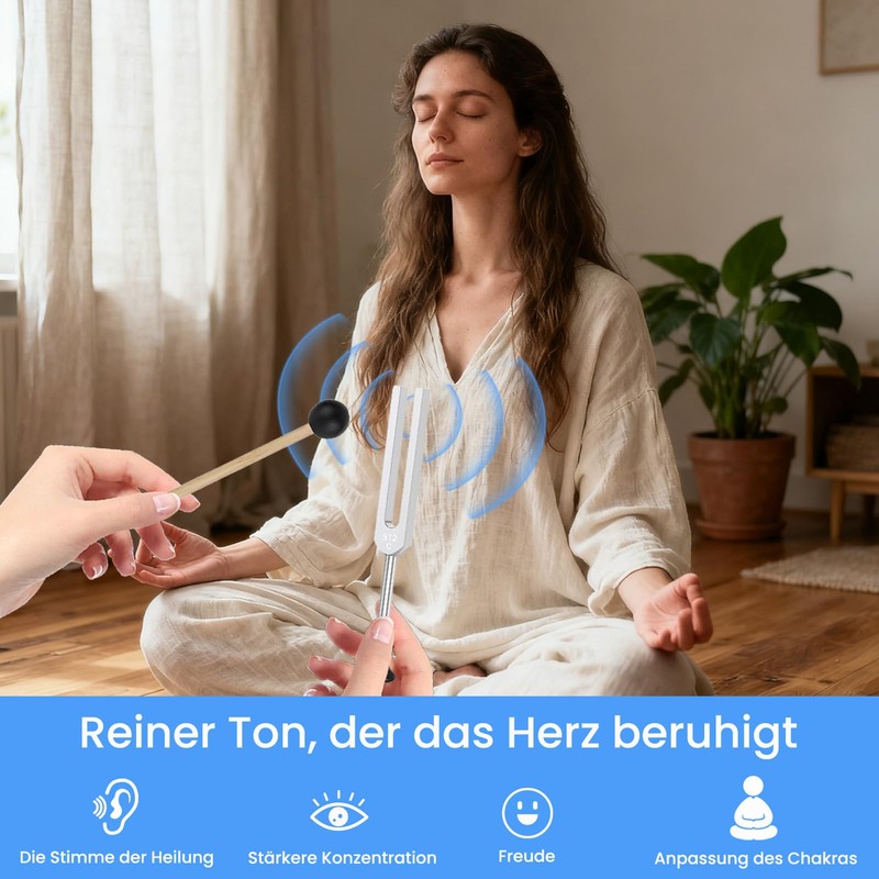 Tuning Forks for Healing Set (128Hz, 256Hz, 512Hz), 3-Piece Silver