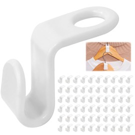 XXLKVSK 60Pcs Hangers Space Savers, Clothes Wardrobe Wizard Hooks Hanger Connector Hooks for Wardrobe Organise Space Saving(White)