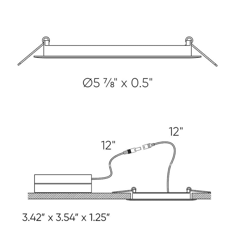 DALS 5 Inch Round Recessed Panel Light with Junction Box/Driver